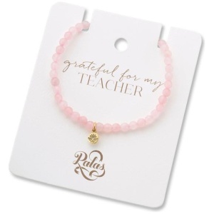 Palas Jewellery Sale | Women's Grateful for my teacher rose quartz gem bracelet | One Size | Fashion Bracelets & Cuffs | Afterpay Available