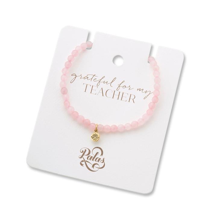 Palas Jewellery Sale | Women's Grateful for my teacher rose quartz gem bracelet | One Size | Fashion Bracelets & Cuffs | Afterpay Available