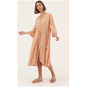 Primness Sale Women's POOLY DRESS TAN FINAL SALE M Cotton Midi Dresses Afterpay Available