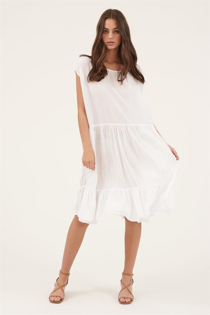 Primness Sale Women's QI DRESS BLANC FINAL SALE S Cotton Midi Dresses Afterpay Available