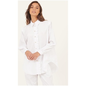 Primness Sale | Women's RUFFLES SHIRT | BLANC | FINAL SALE | S | Cotton Shirts | Afterpay Available