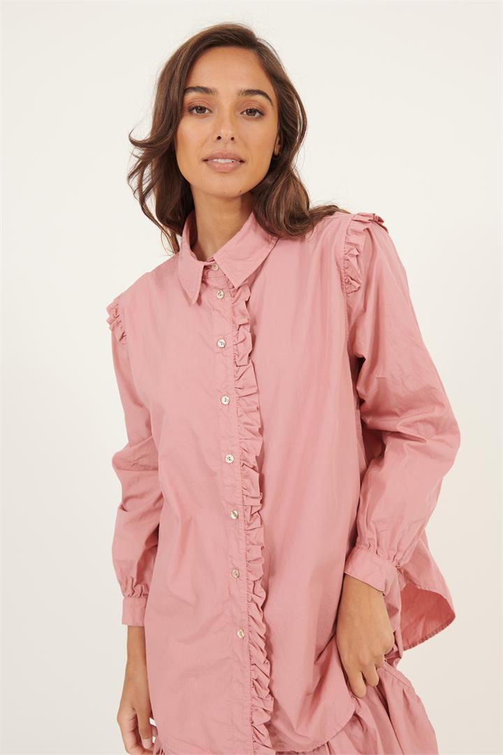 Primness Sale | Women's RUFFLES SHIRT | BLUSHED | FINAL SALE | S | Cotton Shirts | Afterpay Available