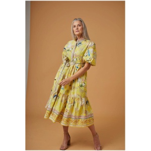 Ralf Studios Sale Women's CABARITA DRESS OPULENT SUNSET Multi / 10 Linen Midi Dresses Afterpay Available