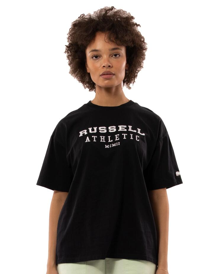 Russell Athletic Sale | Women's Women's Elements Oversize Tee | Black | 8 | Cotton T-Shirts & Singlets | Afterpay Available