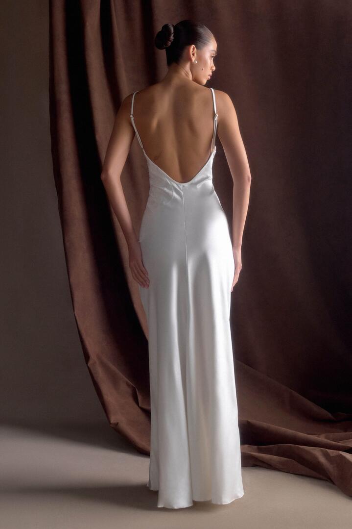 Saylor Satin Slip Maxi Dress - Ivory