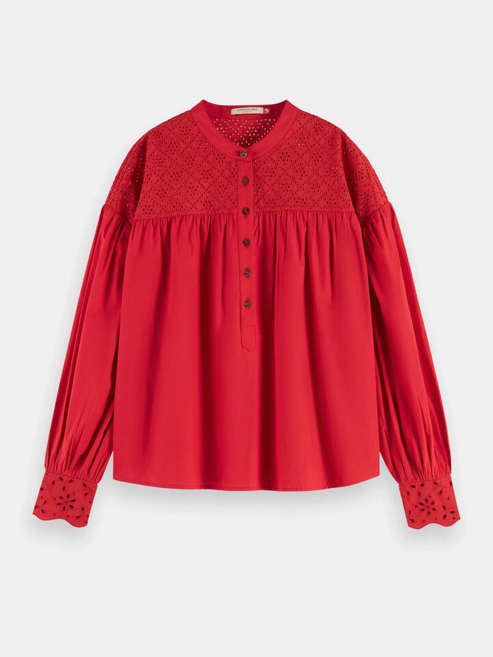 Scotch Soda Sale | Women's Broderie anglaise blouse | 34 | Cotton Shirts | Afterpay Available