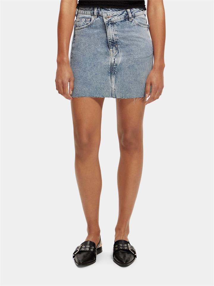 Scotch Soda Sale | Women's Cross over front washed denim mini skirt | XS | Cotton Skirts | Afterpay Available