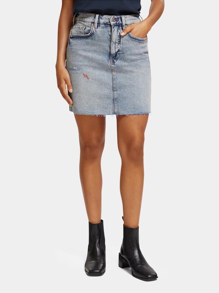 Scotch Soda Sale | Women's Embroidered denim mini skirt | S | Polyester, Cotton Denim | Afterpay Available