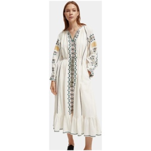 Scotch Soda Sale Women's Embroidered v|neck maxi dress Multi / 34 Cotton Maxi Dresses Afterpay Available