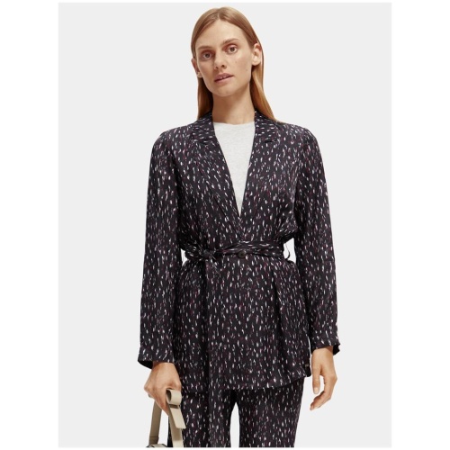 Scotch Soda Sale Women's Lightweight printed belted blazer Multi / XS Viscose Blazers Afterpay Available