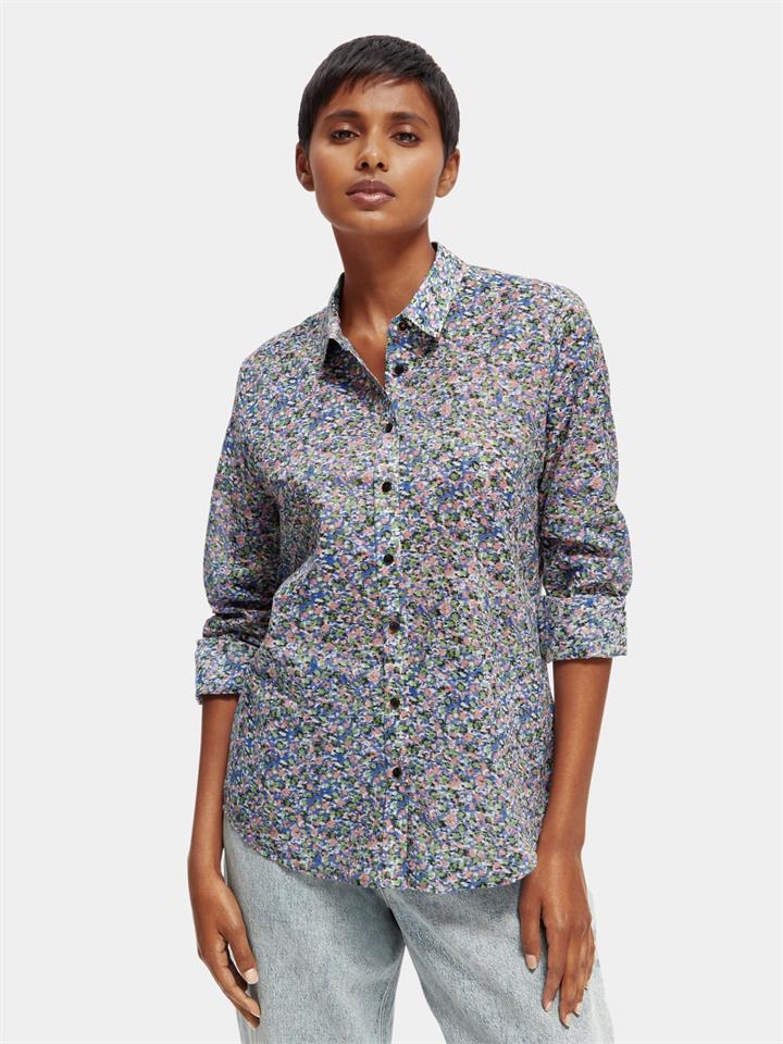 Scotch Soda Sale | Women's Regular|fit printed organic Cotton shirt | Multi / 34 | Cotton Shirts | Afterpay Available