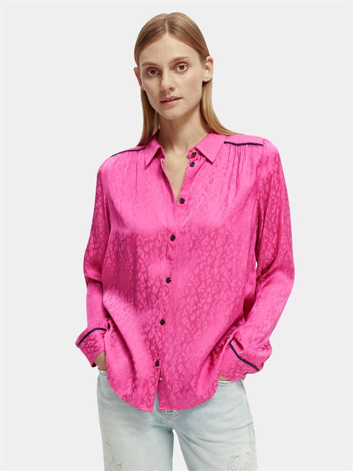 Scotch Soda Sale | Women's Slim|fit piped shirt | 34 | Viscose Shirts | Afterpay Available