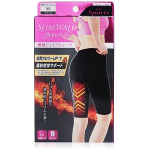 SlimWalk Compression Fat-Burning Support Shape Shorts for Sports - #Blacks (Size: M) 1pair