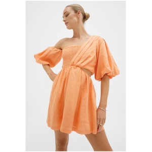 Sovere Studio Sale Women's DELAY MINI DRESS PAPAYA Peach / 6 Cotton Designer Mini Dresses Afterpay Available