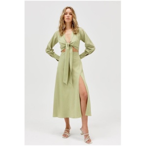 Sovere Studio Sale Women's ILLUSTRATE MIDI DRESS APPLE 6 Linen Designer Midi Dresses Afterpay Available