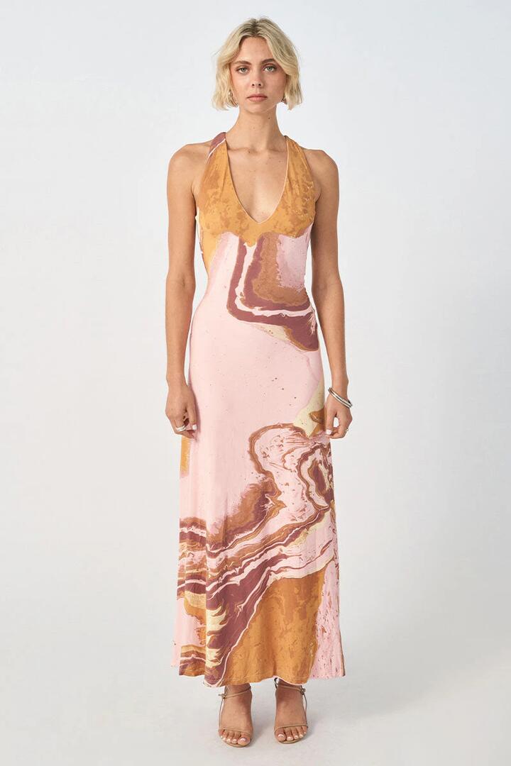 Sovere Studio Sale Women's MOLTEN MAXI DRESS PINK Multi / AU/UK 6 Elastane Designer Maxi Dresses Afterpay Available