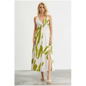 Sovere Studio Sale Women's MOTION MIDI DRESS CHALK / OLIVE White / 6 Designer Midi Dresses Afterpay Available