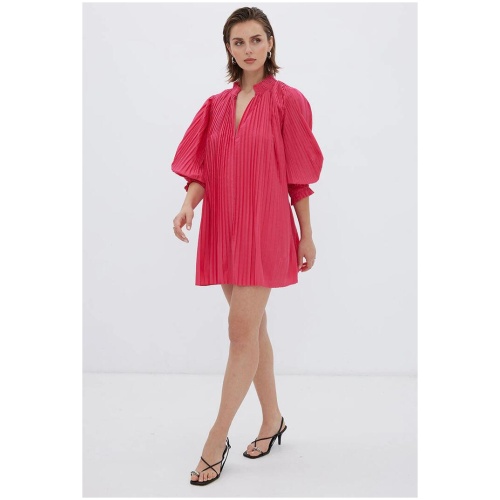 Sovere Studio Sale Women's OZ PLEATED SMOCK DRESS CERISE AU/UK 14 Polyester, Cotton Designer Mini Dresses Afterpay Available