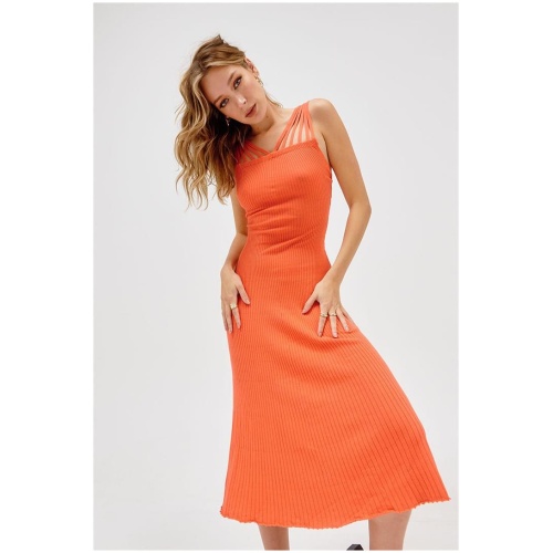 Sovere Studio Sale Women's SHIRE KNIT MIDI DRESS TANGELLO 8 Viscose Designer Midi Dresses Afterpay Available