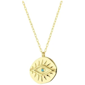 Spero London Sale | Women's Eye Coin Sterling Silver Evil Eye Necklace | One Size | Fashion Necklaces | Afterpay Available