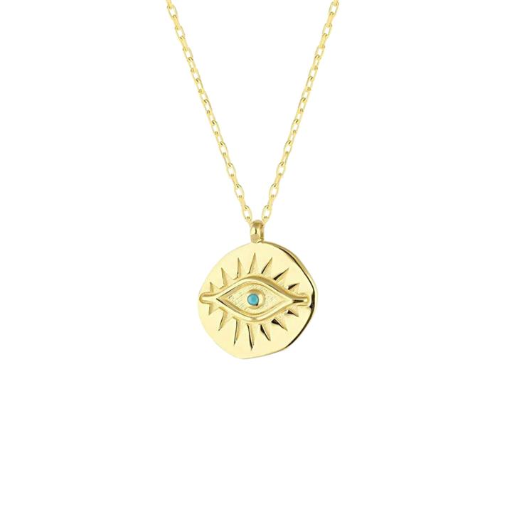 Spero London Sale | Women's Eye Coin Sterling Silver Evil Eye Necklace | One Size | Fashion Necklaces | Afterpay Available