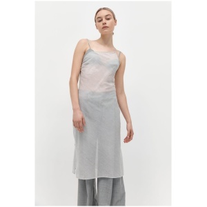 St Agni Sale Women's Asymmetric Slip Dress Sheer Stripe XS Cotton Designer Midi Dresses Afterpay Available