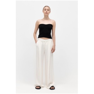 St Agni Sale | Women's Overlap Waist Trousers | Cool White | M | Viscose Designer Pants | Afterpay Available