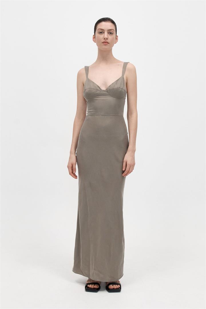 St Agni Sale Women's Peignoir Slip Dress Castor Grey XS Viscose Designer Maxi Dresses Afterpay Available