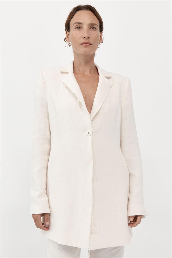 St Agni Sale Women's Raw Edge Blazer Ivory Off XS Linen Blazers Afterpay Available