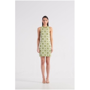 St Cloud Label Sale Women's Marrakesh Mosaic Mini Knit Dress Citrus Green Multi L Viscose Mini Dresses Afterpay Available