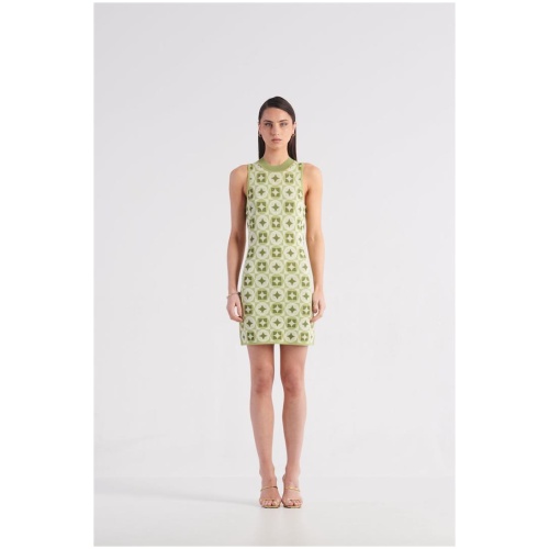 St Cloud Label Sale Women's Marrakesh Mosaic Mini Knit Dress Citrus Green Multi S Viscose Mini Dresses Afterpay Available