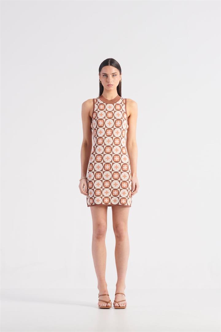 St Cloud Label Sale Women's Marrakesh Mosaic Mini Knit Dress Neapolitan Multi Multi / XS Viscose Mini Dresses Afterpay Available