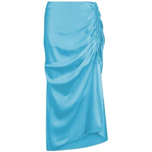 St Cloud Label Sale | Women's Spritzer Gather Silk Skirt | Blue Atoll | M | Elastane Skirts | Afterpay Available