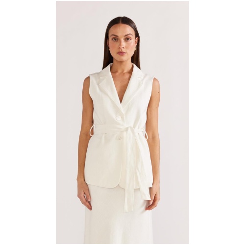 Staple The Label Sale Women's MIRA SLEEVELESS BLAZER L Linen Blazers Afterpay Available