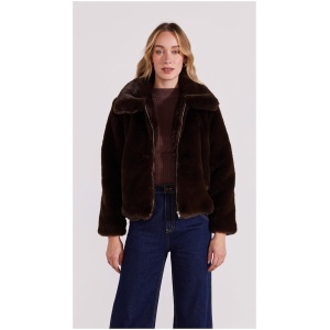 Staple The Label Sale | Women's ROXANNA FAUX FUR JACKET | Chocolate / L | Fashion Jackets | Afterpay Available