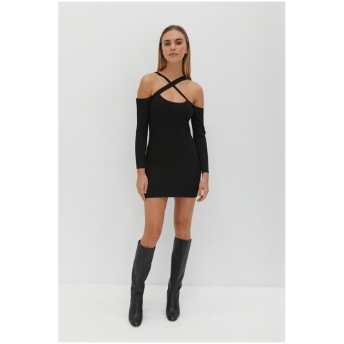 Style Addict Sale Women's Strap Dress Black M Long Sleeves Mini Dresses Afterpay Available