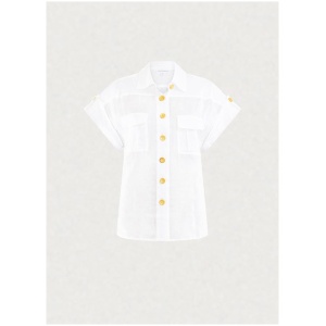 Sunsoaked Sale | Women's Diane Safari Shirt BIANCO | 10 | Linen Shirts | Afterpay Available