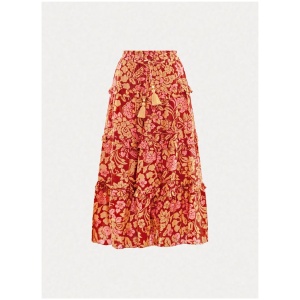 Sunsoaked Sale | Women's Lilou Frilled Peasant Skirt PEONIA | Multi / 8 | Linen Skirts | Afterpay Available