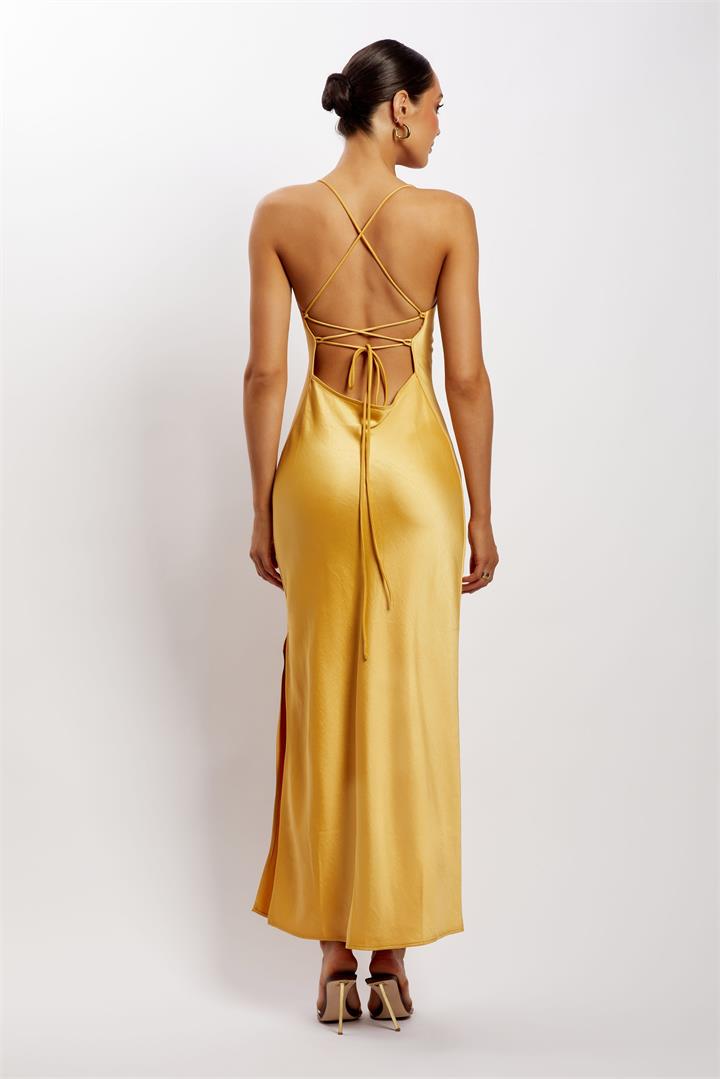 Sydney Straight Neck Slip Maxi Dress - Yellow