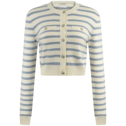 Tanner Striped Knit Cardigan - Light Blue/White