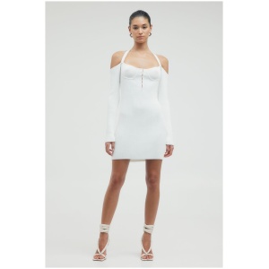 Third Form Sale Women's HOOKED IN KNIT HALTER MINI OFF WHITE Off 6 Viscose Designer Mini Dresses Afterpay Available