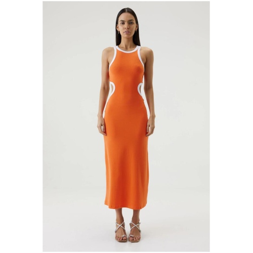 Third Form Sale Women's RING AROUND TANK MIDI DRESS TANGERINE 8 Cotton Designer Midi Dresses Afterpay Available