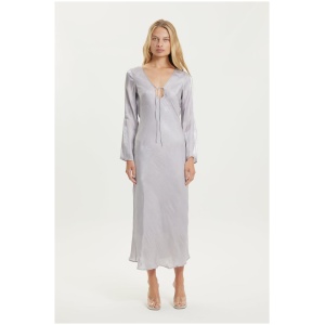 Third Form Sale Women's UNTAMED BIAS TIE UP MAXI DRESS SILVER 6 Cotton Designer Maxi Dresses Afterpay Available