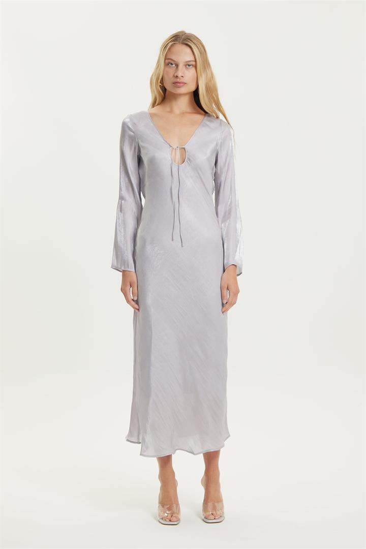 Third Form Sale Women's UNTAMED BIAS TIE UP MAXI DRESS SILVER 6 Cotton Designer Maxi Dresses Afterpay Available