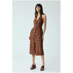 Third Form Sale Women's WILD HEARTS HALTER MIDI DRESS ZEBRA Multi / 8 Viscose Designer Midi Dresses Afterpay Available