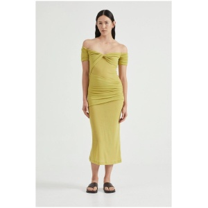 Third Form Sale Women's WIND THROUGH OFF SHOULDER DRESS LIME 6 Designer Midi Dresses Afterpay Available