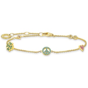 Thomas Sabo Sale | Women's Bracelet with symbols multicoloured gold | One Size | Gold Plated Bracelets & Cuffs | Afterpay Available