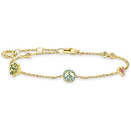 Thomas Sabo Sale | Women's Bracelet with symbols multicoloured gold | One Size | Gold Plated Bracelets & Cuffs | Afterpay Available