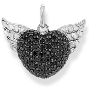 Thomas Sabo Sale | Women's Pendant Winged Heart Black Small | Black / One Size | Fashion Charms | Afterpay Available