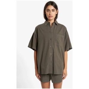 Thrills Sale | Women's Leighton Short Sleeve Shirt | Tarmac | 4 | Cotton Shirts | Afterpay Available